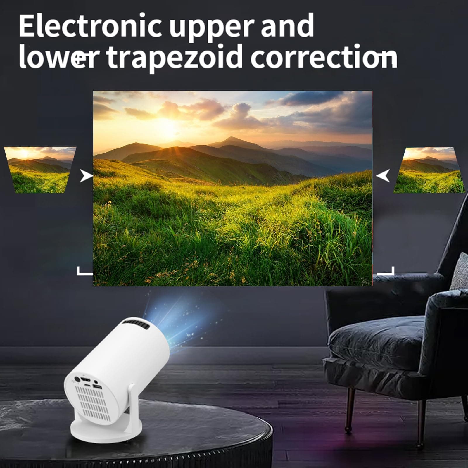 Mini Projector with WiFi and Bluetooth, 1080P Full HD Video Projector, 150 ANSI, 8000LM, Auto Keystone, 270° Rotatable Outdoor Film Projector for Telephone/TV Stick/Laptop thumbnail 8