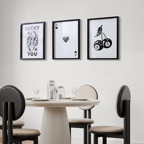 HKBS Framed Black and White Poker Wall Art Decor 12"x16", Set of 3 Trendy Retro Print Wall Decor for Living Room Bathroom Bedroom Game Room Dorm Bar thumbnail 9