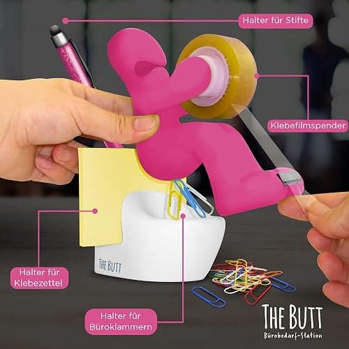 Butt Supplies - Klebefilm-Abroller und Bürobedarf-Station - Schreibtisch-Accessoire - Origineller Schreibtisch-Organizer thumbnail 3