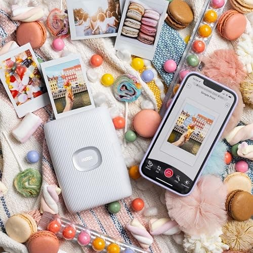 INSTAX mini LINK2 mini film format portable smartphone instant photo printer, multiple templates, Clay White thumbnail 3