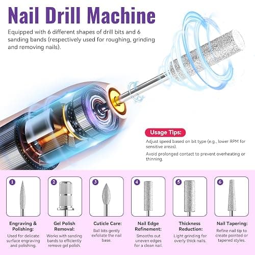 PHOENIXY 63 Pcs Gel Nail Polish Kit with U V light and Drill, 45 Colors Gel Nail Polish with 5 Pcs Base Top Coat Manicure Starter Nail Polish Set Christmas Gifts for Women thumbnail 5