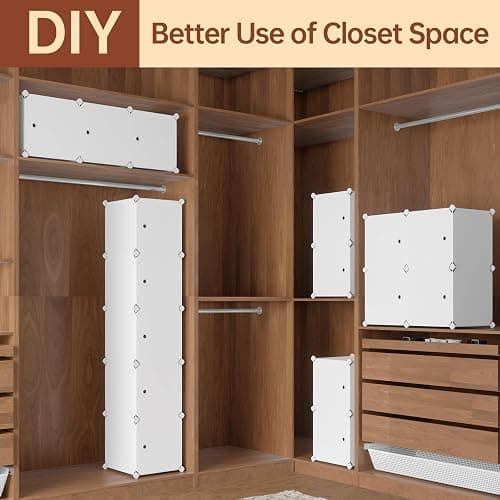 MAGINELS 5 Cube Storage Cabinet, Narrow Clothes Storage with Doors,Tall Plastic Standing Organizer Shelves for Small Spaces,Use to Closet,Bedroom,Livingroom,White(11.8x11.8inch) thumbnail 6
