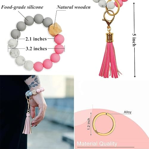 BATUMEYE Keychain Set for Woman Gift with Whistle Bottle Opener Card Holder Wristlet Strap Travel Bottle Holder thumbnail 7