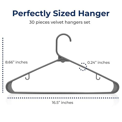 SereneLife 30 Pack Plastic Hangers, Non-Slip, Space-Saving Closet Organizers, Durable and Strong for Shirts, Sweaters, Hoodies, Kids Clothes & Dresses, Ultra-Thin, Lightweight thumbnail 2