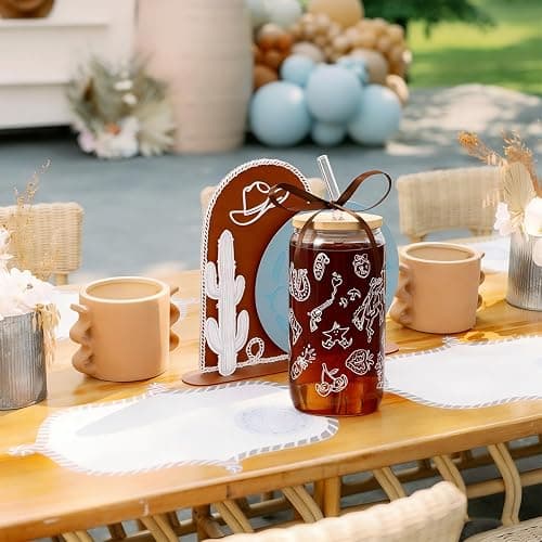 Celebloom Western Gifts for Women, Cute Glass Cup for Western Cowgirl Stuff | Iced Coffee Tumbler Glass Cup with Lid Straw for Country Girl Gift Thanksgiving Christmas Birthday Mothers Day Friend 16oz thumbnail 7