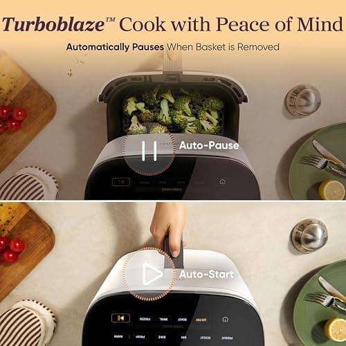 Cosori 9-in-1 TurboBlaze Air Fryer 6 Qt, Smart Control, 90°–450°F, Shake Reminders, Precise Heating for Even Results, Air Fry, Roast, Bake, Broil, Dry, Frozen, Proof, Reheat, Keep Warm, 120V, Cream thumbnail 8