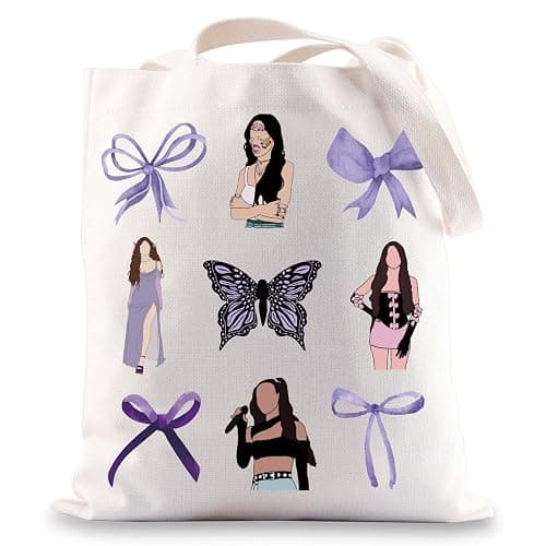 JNIAP Singer Inspired Tote Bag Album Fans Gifts Coquette Purple Bow Gift Singer Shoulder Bag Singer Merchandise - Image 1