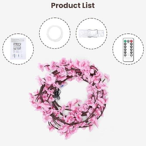 Cherry LED Tree Branch Lights for Wall, Cherry Blossom Willow Vine Twig Decor Garland with 96 LED Lights and Remote,8 Lighting Modes,Christmas Decorations Indoor for Home Wall Door Window (71inch) thumbnail 7