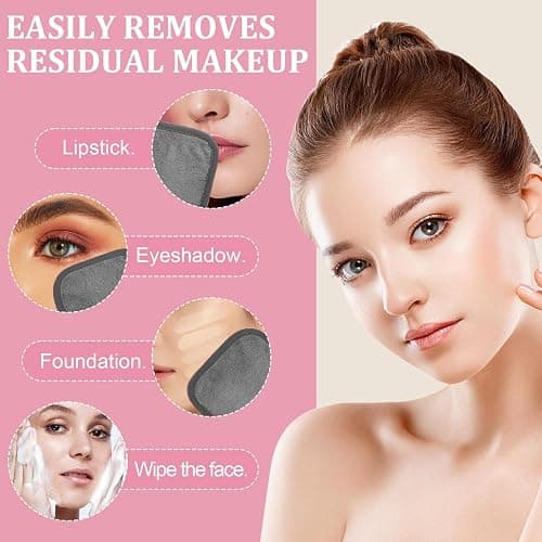 Puomue Makeup Remover Cloth 12 Pack, Ultra Soft and Reusable Microfiber Makeup Remover Towels for All Skin Types, Perfect Face Towels for Women, 6 Inch X 6 Inch, Multicolor thumbnail 5