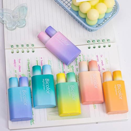 COLNK Cute Highlighter Pens Assorted Colors, 2- in-1 Highlighters Pens 12 Colors, Chisel Tip, Bicolor Aesthetic Highlighter Marker Pens Set for School Supplies,Pack-6 thumbnail 4
