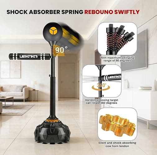 Freestanding Reflex Bag,360° Punching Bag Spinning Bar with Stand,Height Adjustable for Boxing Speed Trainer- for Adults & Teenagers. thumbnail 5