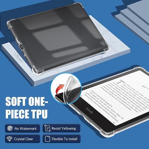 CoBak Clear Case for All-New Kindle Paperwhite 12th Gen 2024 (7") & Kindle Colorsoft Signature Edition (7") - Lightweight, Scratch-Proof Silicone Back Cover, Clear thumbnail 3