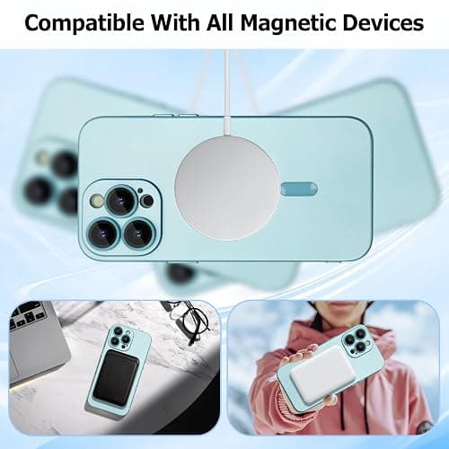 ankofave Magnetic for iPhone 15 Pro Phone Case for Women, Matte Luxury Soft Metallic Luster Design with Camera Lens Protector, Compatible with Magsafe Case for iPhone 15 Pro 6.1"-Blue thumbnail 2