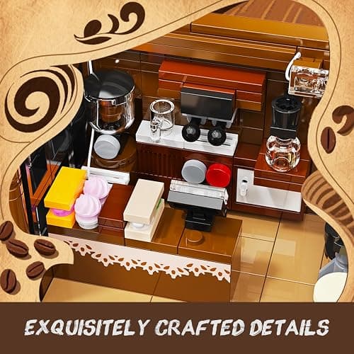 INSOON Flower Cafe House Building Set with Lights, 1876 PCS City Street Corner Shop Construction Model, Art Architecture Modular Building Block Kit Home Decor, Gift for Adults Teens Boys Girls 12+ thumbnail 9