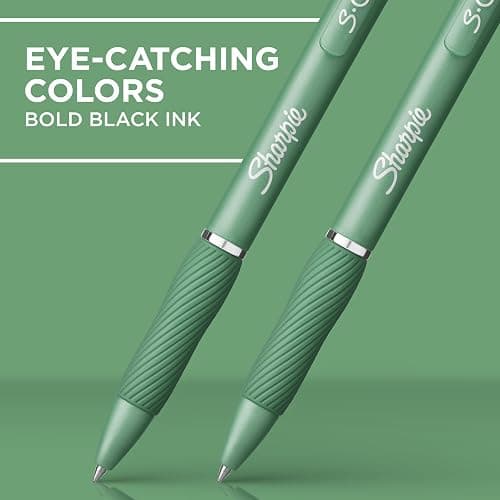 Sharpie S-Gel Gel Pens, Green Barrel, Black Ink, Medium Point (0.7mm), 4 Count - For Home, Office, College, Journaling, Drawing, Note-Taking, Writing thumbnail 3