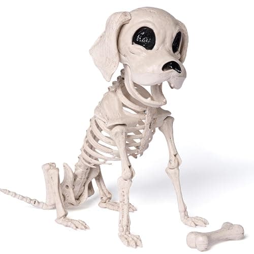 JOYIN Posable Halloween Dog Skeleton Full Body Posable Joints Realistic Skeleton Puppy with Movable Joints for Halloween Decoration, Graveyard Party Decor (9.8” X 4.7” X 12.6”) - Image 1