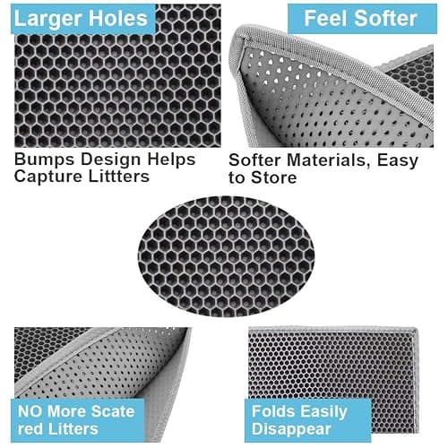 Pieviev Cat Litter Mat Double Layer Waterproof Urine Proof Trapping Mat 1 Pack (Gray, 24x15 Inch (Pack of 1)) thumbnail 4