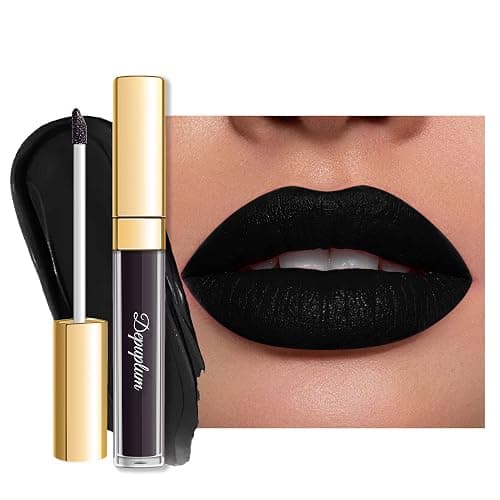 Depuplum Black Lipstick Matte for Women, Long Lasting Lipstick Smudge Proof No Transfer Goth Liquid Lipsticks, Cruelty Free Lip Makeup (DM23 Black Storm) - Image 1