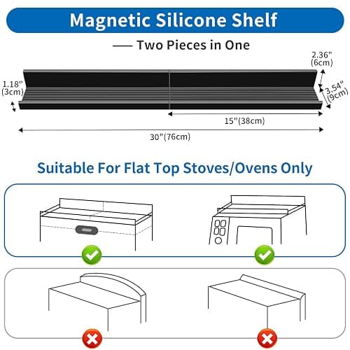 TukSok 30" Magnetic Stove Top Shelf for Kitchen Storage and Organization - Above Stovetop Flat Back Organizer - Black thumbnail 2