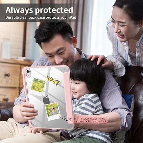 Lsmmpoba Hülle für iPad (A16) 11. Generation 2025/ iPad 10. Generation mit Stifthalter 10.9 Zoll Modell 2022, Stoßfeste Schutzhülle mit transparenter Hartschale auf der Rückseite, Rosa thumbnail 8