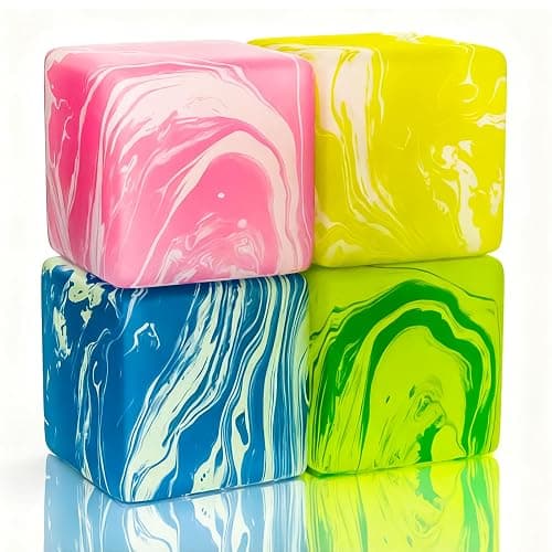 Swirl Fidget Toy Stress Cube: 4 Pack Ice Cube Squishy Fidget Toys | Sensory Toys Stress Balls Filled with Thick Substance for Anxiety Stress Relief, Fidgets Cube for Adults Kids Children Teens - Image 1