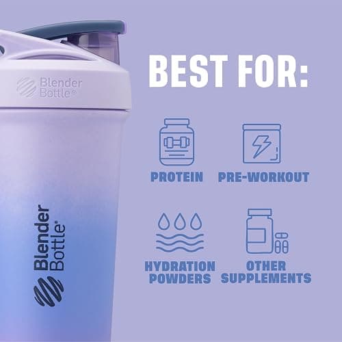 BlenderBottle Strada Sleek Insulated Stainless Steel Water Bottle with Wire Whisk, 25-Ounce, Lavender Ombre - Lavender Ombre thumbnail 6