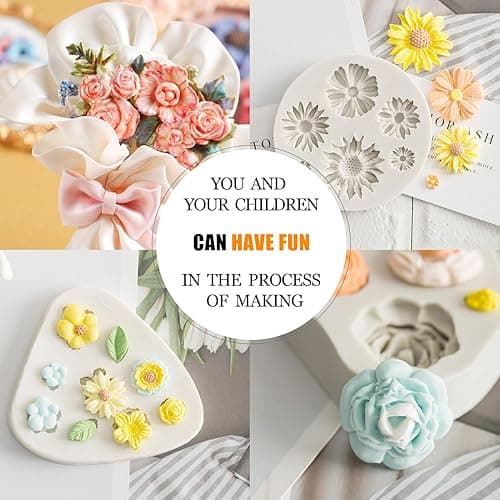 KALAIEN 3Pcs Flower Fondant Cake Mold Daisy,Rose Flower,Small Floral for Chocolate Fondant Polymer Clay Soap thumbnail 7