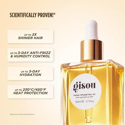 Gisou Honey Infused Hair Oil - Hydrating & Frizz Control Luxury Hair Treatment with Mirsalehi Honey, Adds Shine & Heat Protectant, Color Safe for All Hair Types, 1.7 Fl Oz thumbnail 3