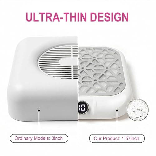 Smofrees Nail Dust Collector - Professional Powerful Dust Collector Nail Tech with LED Display, 10 Suction Modes, Acrylic Nail Tools with 30 Disposable Filter Papers, White thumbnail 4