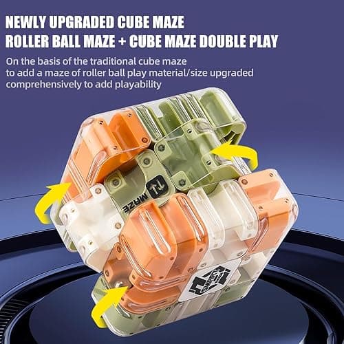 3D Rolling Ball Maze Cube, Large Labyrinth 3D Maze Cube Puzzle, Education Sensory Toys Spatial Awareness Brain Training Toy, Helps Relieve Stress and Cultivate Logical Thinking (Orange) thumbnail 4