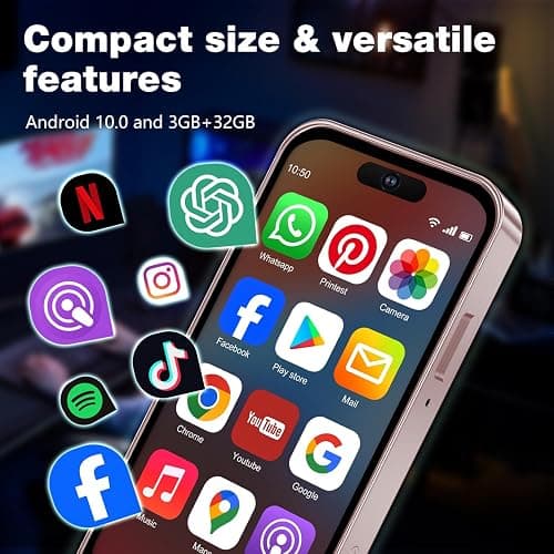 Pdfbenli Mini Phone for Kids, Unlocked Kid Phone, 4.0 inch HD Touch Screen, 3GB+32GB, 4G, Dual SIM, Face ID, Android 10.0, GPS, Kids Smart Phone (Rose Gold) thumbnail 5