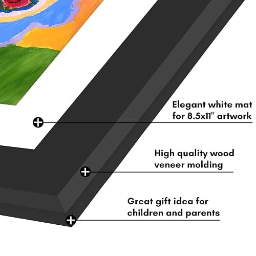 Americanflat Kids Artwork Frame Changeable (Black) - Magnetic Door Holds 100 Art Pieces - 8.5x11 Letter Size Display with Mat or 10x12.5 Without Mat - My Mini Masterpiece thumbnail 6