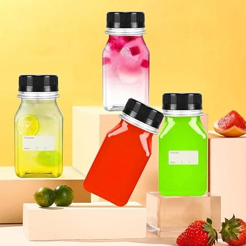 FORYNXHWIN 10pcs 4oz/120ml Plastic Juice Bottles - Reusable Clear Mini Shot Bottles with Lids, Labels, Funnel & Brush, Leak-proof Bulk Beverage Drink Containers for Juicing & Smoothies thumbnail 2