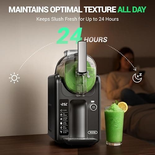 WETIE Slushie Machine, 82oz Slushy Maker with Adjustable Temperature, LED Display, Auto-Clean, 5-in-1 Frozen Drink Maker for Ice Cream, Frappés, Milkshake, Frozen Margaritas, 24H Running for Home thumbnail 7