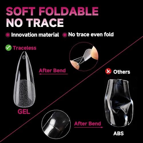 UNA GELLA Halloween Long Stiletto Gel Nail Tips Full Cover 504PCS Pre-shape Long Stiletto Almond Fake Clear Nails Tips No Need File Stiletto Gel Tips No C Curve for Nail Extension DIY Art Salon 12 Sizes thumbnail 5