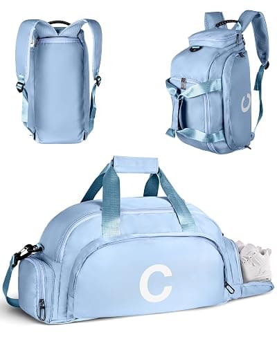 Vogewood Gifts for Teenage Girl, Personalized Gym Bag with Shoe Compartment | Dance Bags, Gymnastics Bag for Girls, Convertible Cheer Bag, Birthday Gift for Daughter Niece Granddaughter (Letter C) - Image 1