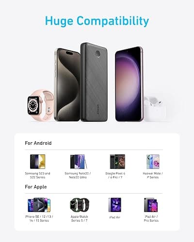 Anker Portable Charger, 325 Power Bank (PowerCore Essential 20K), 20000mAh Battery Pack with 15W Charging, PowerIQ, 2 USB-A, 1 Micro USB, Two-Way USB-C Ports for iPhone Series, AirPods, and More thumbnail 7