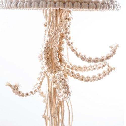 Macrame Wall Hanging,Jellyfish Dream Catcher with Star Lights,Bohemian Woven Wall Art Decor Beautiful Apartment Dorm Room Door Decoration (White) thumbnail 8