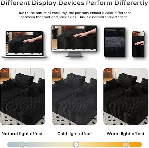 108" Modular Sectional Cloud Couch for Living Room Deep Seat L Shapes Boneless Couch with Oversized Chaise Lounge, Comfy Memory Foam Flannel Fabric Sofa for Bedroom Apartment, No Assembly Required thumbnail 3