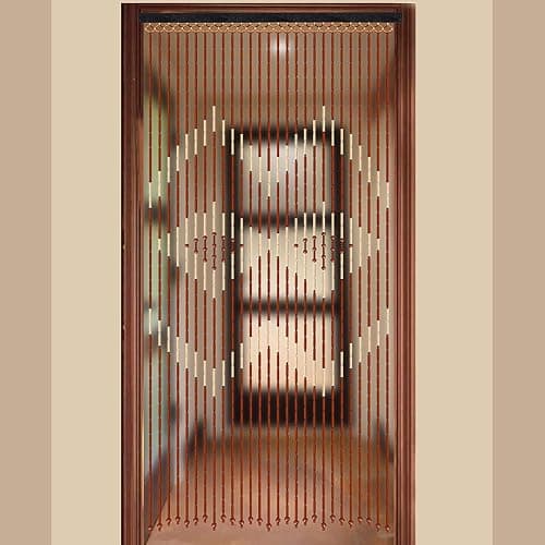 TFCFL Bamboo & Wooden Bead Curtain, 27 Lines Doorway Screen with Jagged Pattern W35.4 X H68.9 for Porch Bedroom Living Room (Coffee White) - Model 2 thumbnail 4