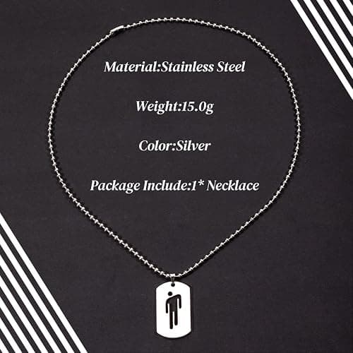 Ticome Hip Hop Bad Guy Villain Necklace,Stainless Steel Hollow Pendant Couples Necklace,Personalized Fashionable Minimalist Clothing Accessories(Silver) thumbnail 2