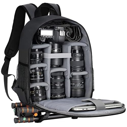 TARION Camera Backpack Bag Small - Professional DSLR Camera Bag Photography Backpack with 13“ Laptop Compartment & Waterproof Rain Cover & Tripod Holder for Photographers (Black TB-S) thumbnail 10