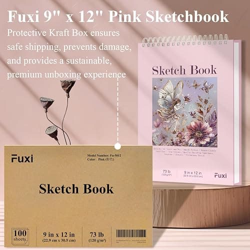 Cute Sketchbook Pink, 9"x12" Sketch Book for Teen Girls, 100 Sheets Girl Sketchbook 73lb/120gsm Drawing Paper for Kids, Art Supplies for Teens 14-16 Girls. thumbnail 6