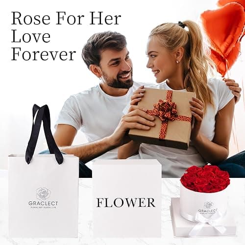 Graclect Flowers for Delivery Prime - Preserved Roses in a Box - Forever Flowers, Immortal Roses, Eternal Rose Birthday Gifts for Her, for Mom - Red Rose thumbnail 6