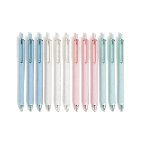 U Brands U-Eco Recycled Gel Click Pens, Set of 12, Pastel Speckle, Medium (0.7 mm) Point, Black Ink - Image 1