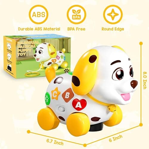Toys for 1 Year Old Girl Gifts, Musical Baby Toys 6-12-18 Months, Bilingual Learning Toy for 1 Year Old, 1st Birthday Girl Boy Gift Presents, Music Toddlers Puppy for Infants 7 8 9 Months thumbnail 2