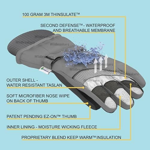 Zelda Matilda 3M 100G Thinsulate - Waterproof Warmest Winter Kids Gloves For Boys and Girls thumbnail 2