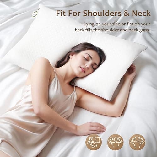 Cooling Pillow Queen Size 1 Pack – Adjustable Shredded Memory Foam, Washable Hypoallergenic Cover, Neck and Shoulder Support for Side, Back & Stomach Sleepers, Mastery Mart thumbnail 2