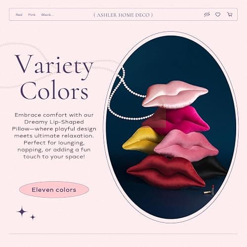 Ashler Upgraded Glossy Velvet Lip Shape Throw Pillow, Delicately Soft, Glossy Shimmering and Brilliant with Velvet Backing for Sofa, Bed and Living Room, Pink, 24 X 12 Inches thumbnail 7