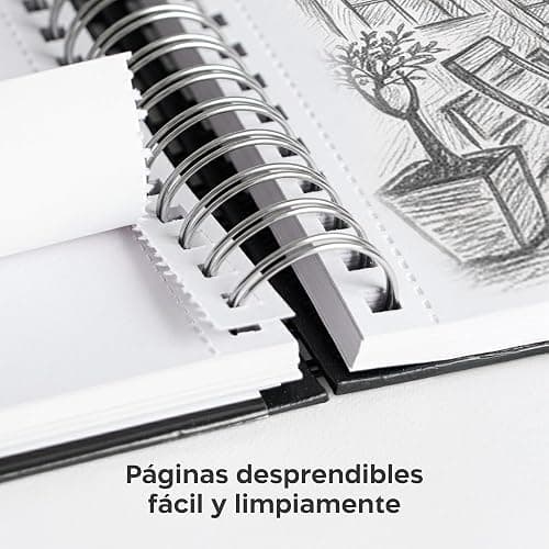 Zenacolor Sketchbook A5, Cuaderno de Dibujo 50 hojas/100 páginas, 200 g/m² de papel muy grueso - Bloc de Dibujo con Tapa Dura y espiral para Niños, Profesionales, Dibujar y Hacer Bocetos | Tapa dura · Encuadernación en espiral · Bloc de bocetos · Sin impresión · Páginas separables · Lápiz · Carbón · Pastel thumbnail 4